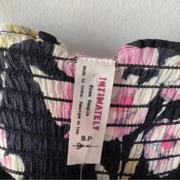 Free People Intimately Floral Maxi Dress Smocked Bodice Tie Bow Spaghetti Straps - Picture 8 of 11